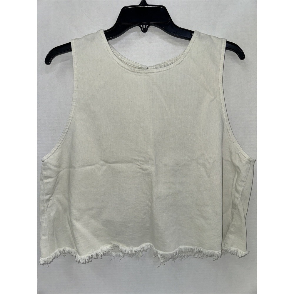 Aerie Shirt Women's Size XL White Cut-Off Tank Top